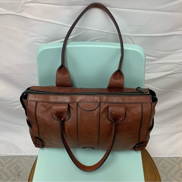 Fossil Brown Leather Large XL Weekender Laptop Briefcase Maddox Satchel Bag - Picture 5 of 13